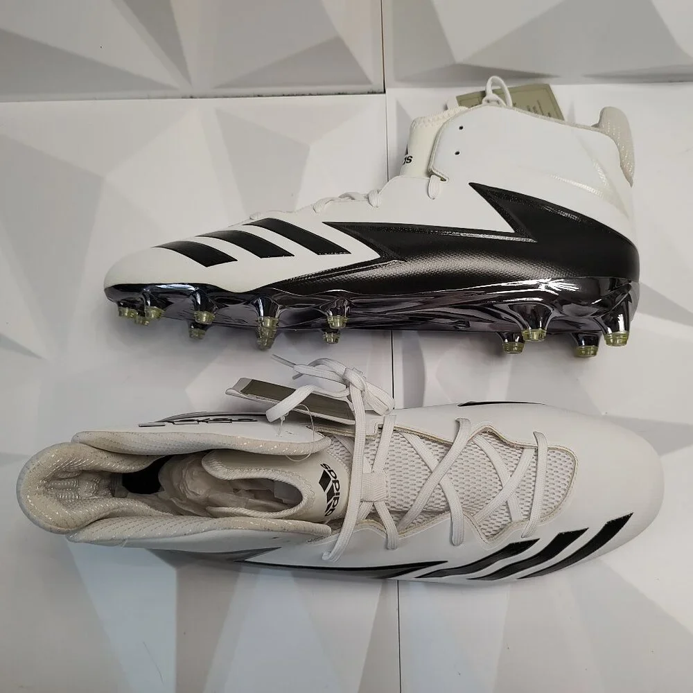 Adidas Mens Football Cleats 17 White Black Shoe Lacrosse High Molded Athletic - Picture 9 of 11
